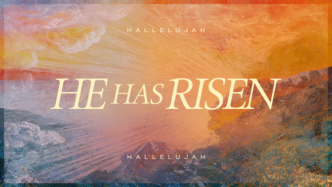 easter etching - he has risen